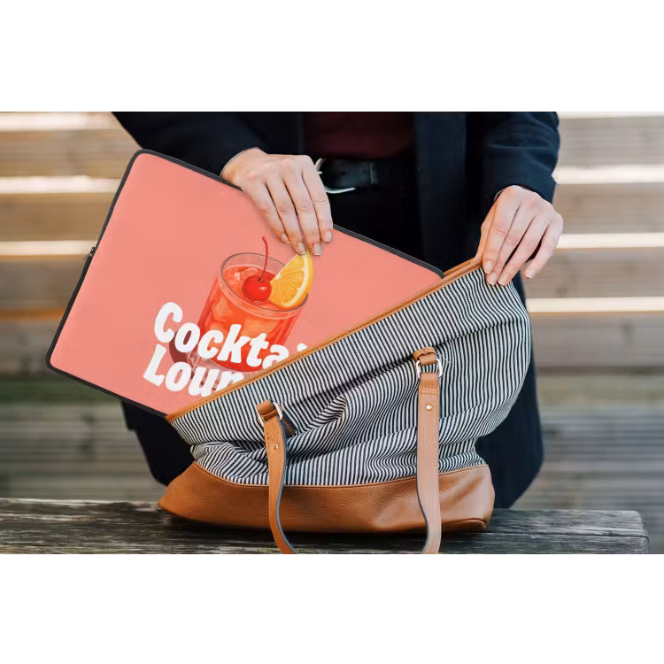 Cocktail Lounge - Glas - Koraal laptophoes neopreen klein -tas
