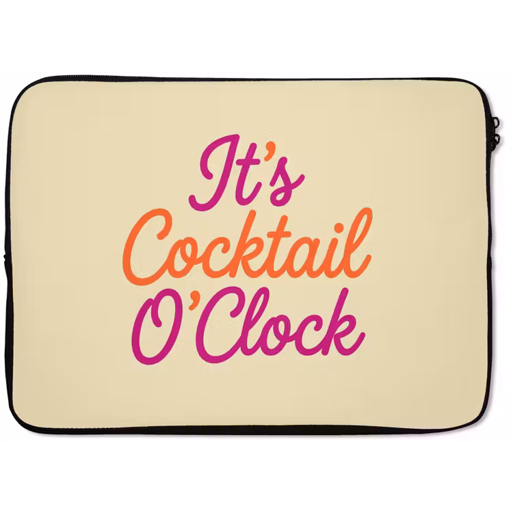 Cocktail O'Clock - Geel - Retro laptophoes neopreen klein -zkaufland3dotto