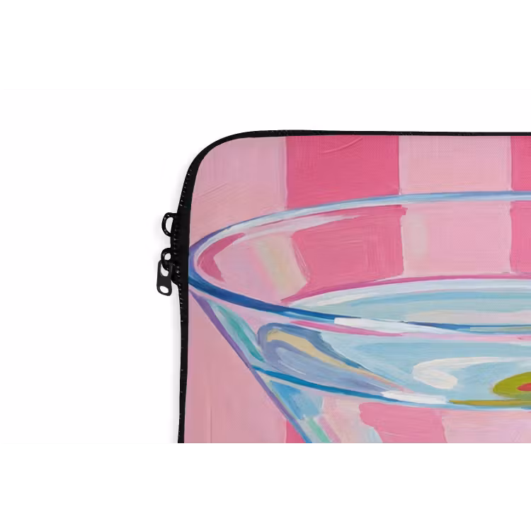 Cocktail - Olijven - Kunst - Modern - Roze laptophoes neopreen klein -detail