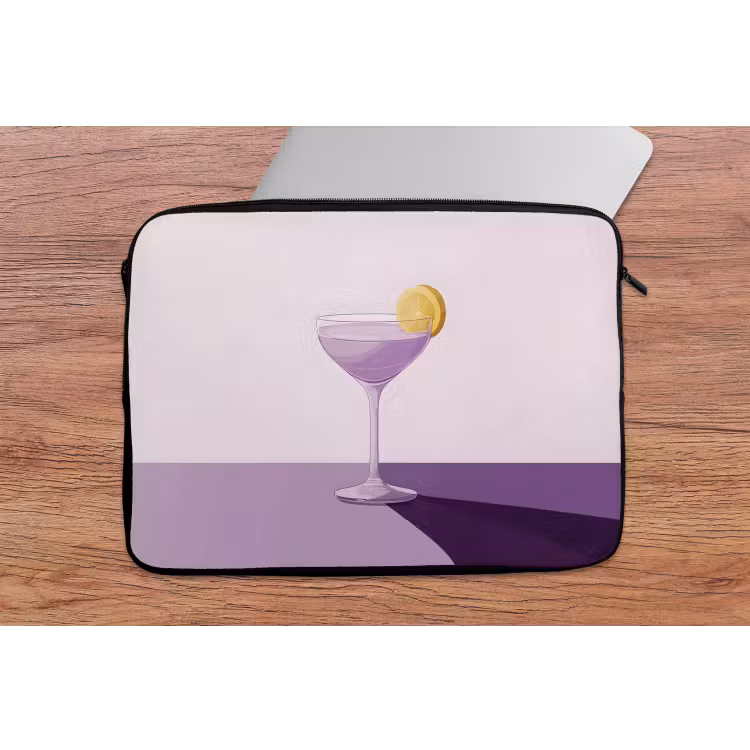 Cocktail - Paars - Minimalistisch - Citroen laptophoes neopreen klein -tafel