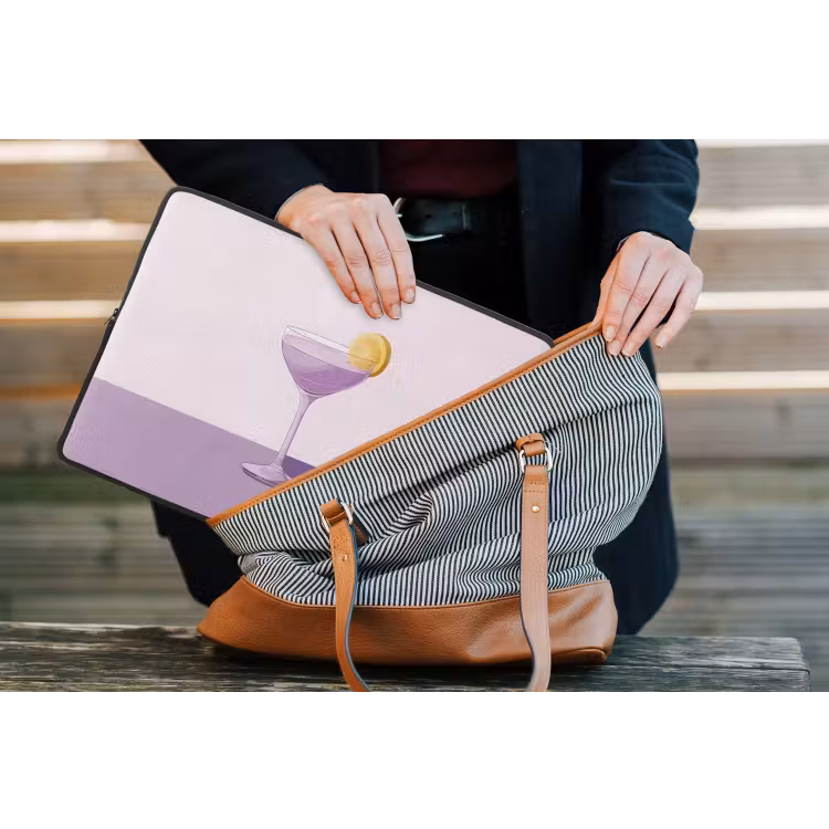 Cocktail - Paars - Minimalistisch - Citroen laptophoes neopreen klein -tas