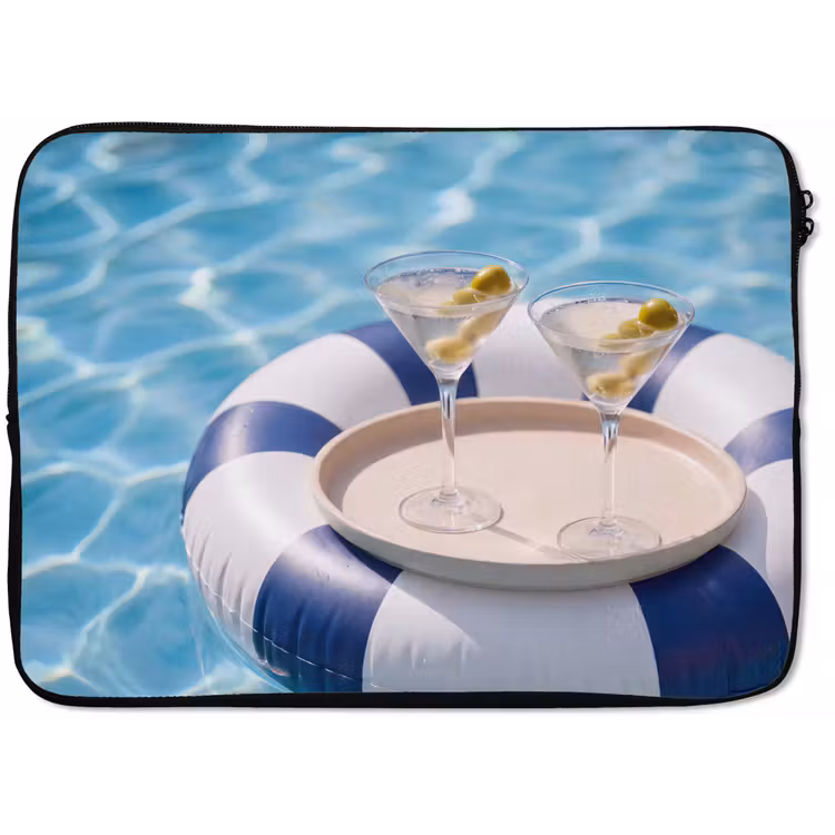 Cocktail - Zwembad - Zomer - Blauw laptophoes neopreen klein -zkaufland3dotto