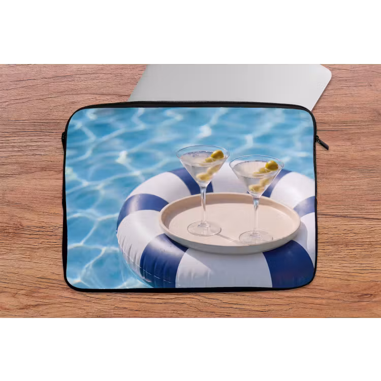 Cocktail - Zwembad - Zomer - Blauw laptophoes neopreen klein -tafel