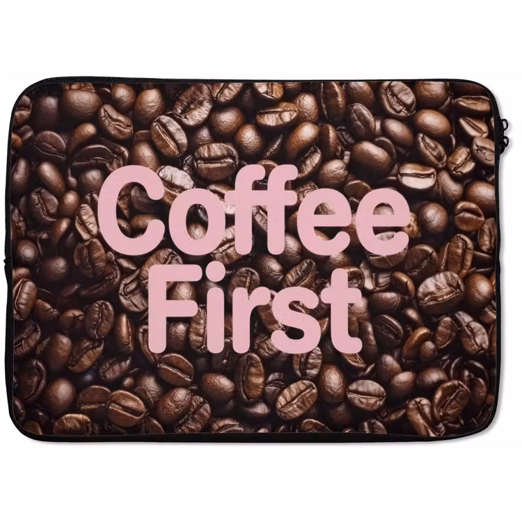 Coffee First - Koffiebonen - Roze laptophoes neopreen klein -zkaufland3dotto