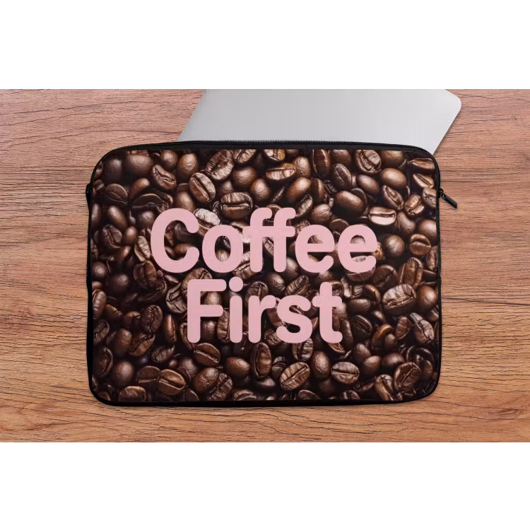 Coffee First - Koffiebonen - Roze laptophoes neopreen klein -tafel