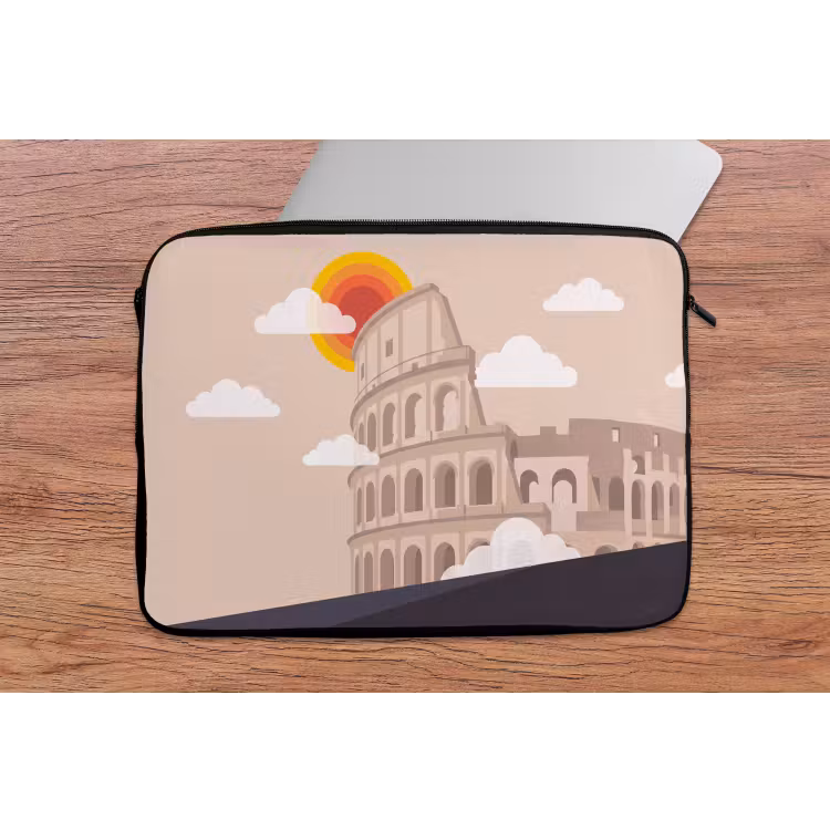 Colosseum - Zonsopgang - Rome - Architectuur - Beige laptophoes neopreen klein -tafel