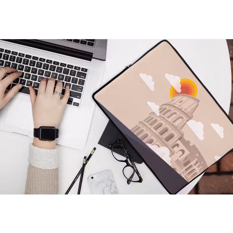 Colosseum - Zonsopgang - Rome - Architectuur - Beige laptophoes neopreen klein -bureau