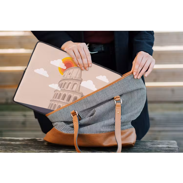 Colosseum - Zonsopgang - Rome - Architectuur - Beige laptophoes neopreen klein -tas