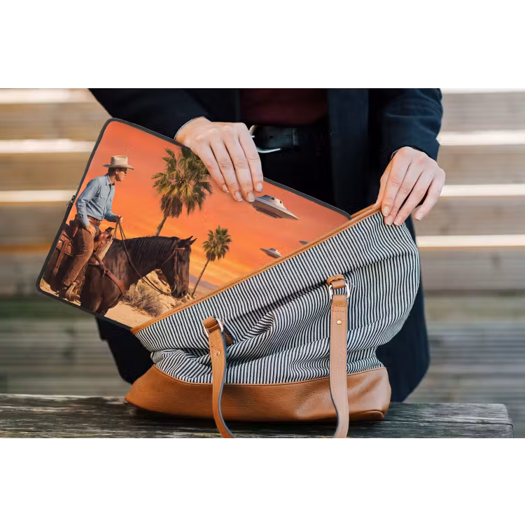Laptophoes Cowboy - Paard - Woestijn - Cowboy - Paard - Woestijn laptophoes neopreen klein