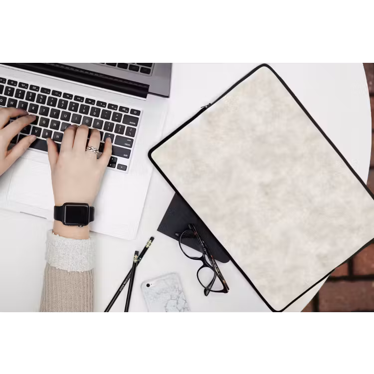 Crèmebeige - Marmer - Aders laptophoes neopreen klein 279 -bureau