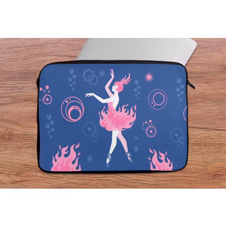 Danseres - Vlammenrok - Abstract - Roze - Blauw laptophoes neopreen klein -tafel