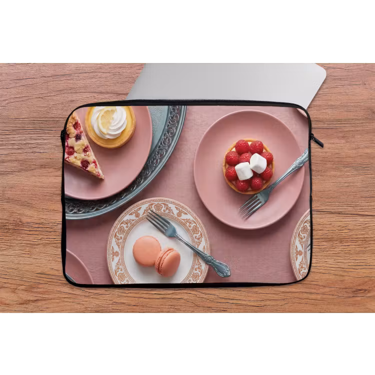 Dessert - Taart - Gebak - Zoet - Roze laptophoes neopreen klein -tafel