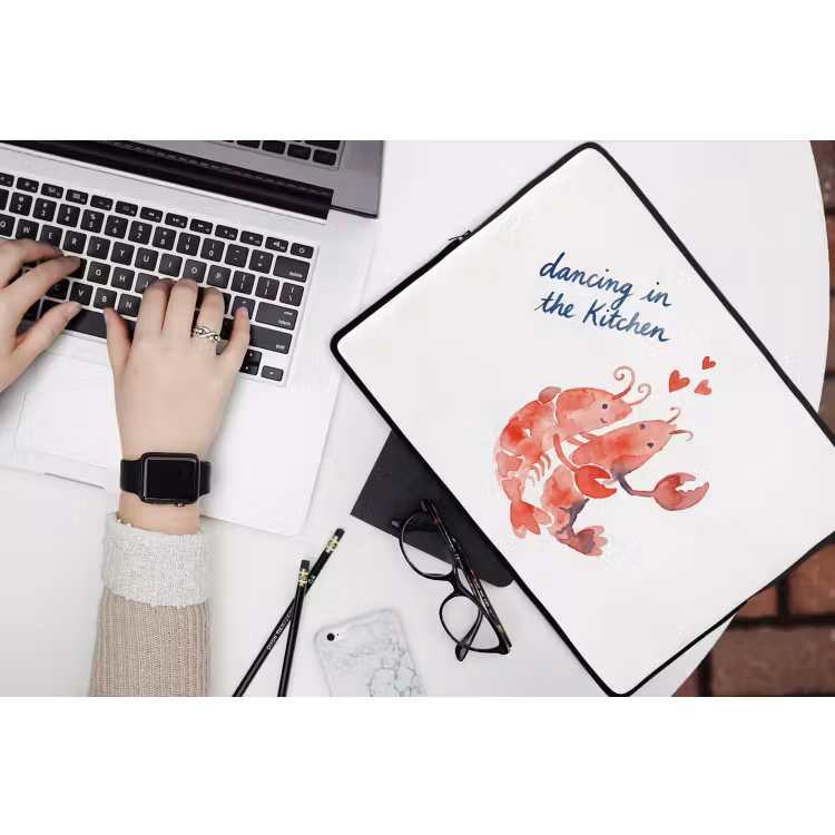 Dier - Dans - Liefde - Waterverf - Rood laptophoes neopreen klein -bureau