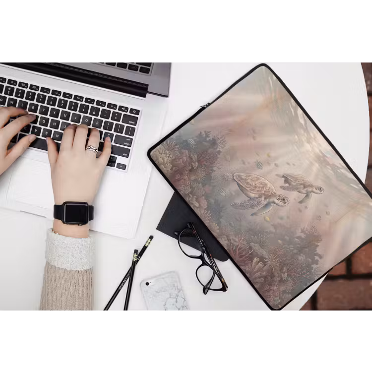 Dier - Onderwater - Oceaan - Illustratie - Zeeleven laptophoes neopreen klein -bureau