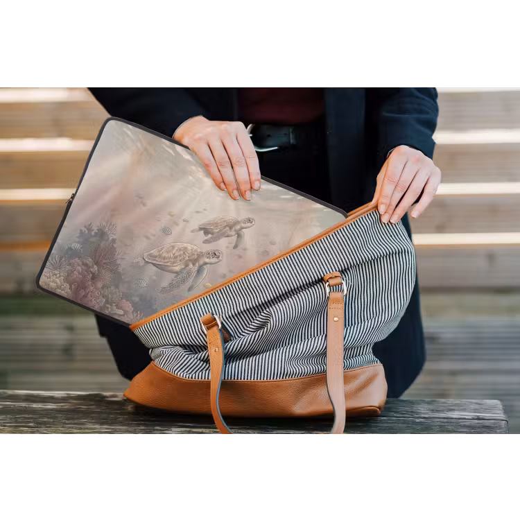 Dier - Onderwater - Oceaan - Illustratie - Zeeleven laptophoes neopreen klein -tas