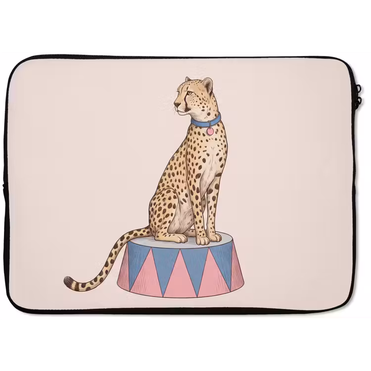 Dieren - Circus - Illustratie - Vintage - Roze laptophoes neopreen klein -zkaufland3dotto