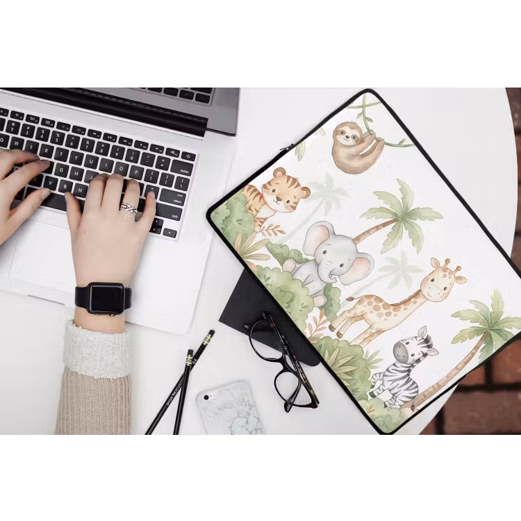 Dieren - Jungle - Pastel laptophoes neopreen klein -bureau