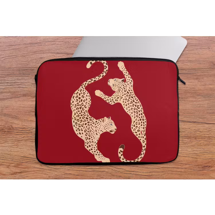 Dieren - Luipaard - Abstract - Rood - Modern laptophoes neopreen klein -tafel