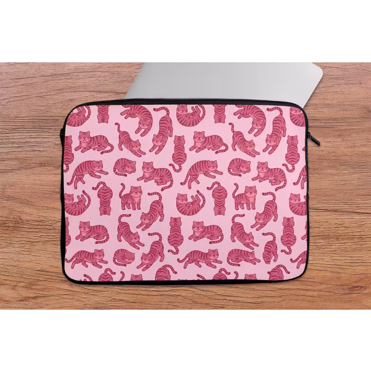 Dieren - Patroon - Roze - Speels - Cartoon laptophoes neopreen klein -tafel