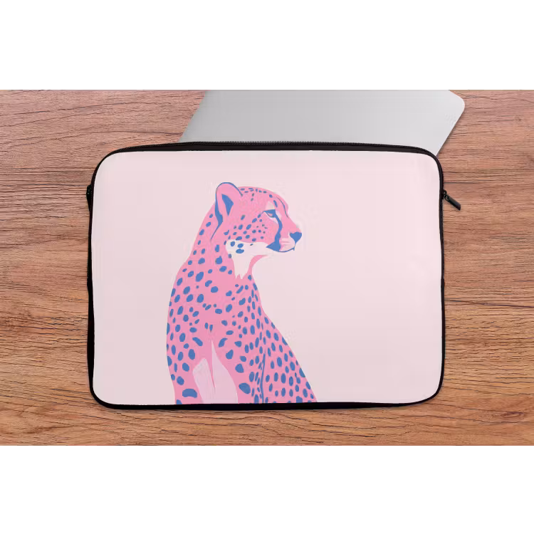 Dieren - Profiel - Abstract - Roze - Blauw laptophoes neopreen klein -tafel