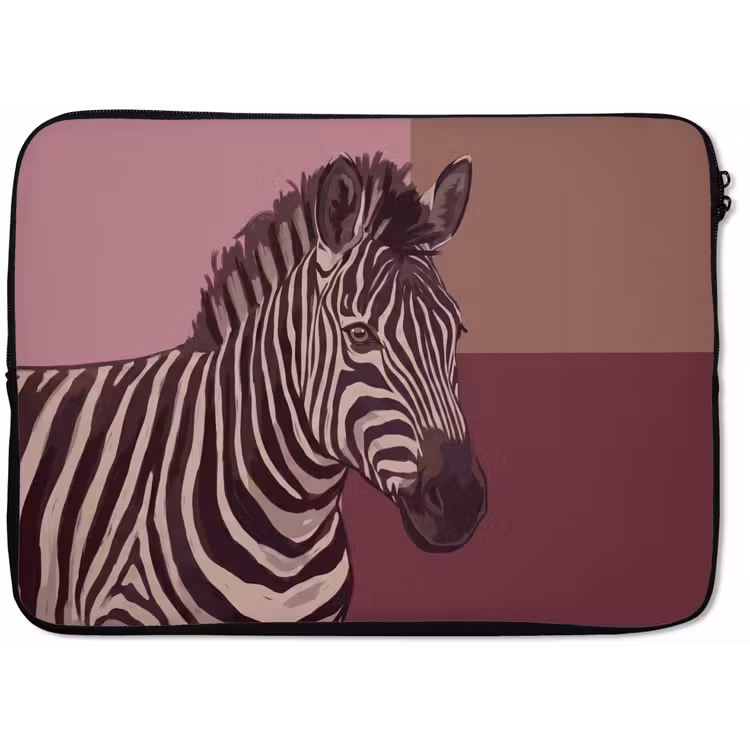 Dieren - Zebrahoofd - Wildlife - Modern - Bruin laptophoes neopreen klein -zkaufland3dotto