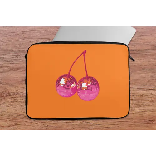 Discoballen - Kers - Spiegels - Roze laptophoes neopreen klein -tafel