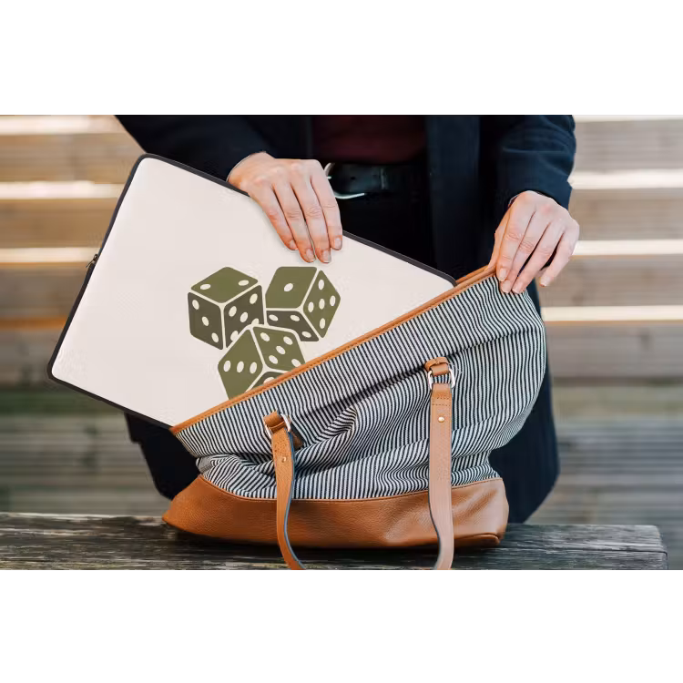 Dobbelsteen - Spel - Groen - Abstract laptophoes neopreen klein -tas