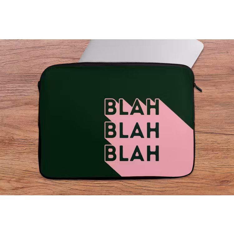 Donkergroen - Tekst - Schaduw - Grafisch laptophoes neopreen klein -tafel