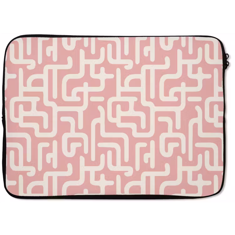 Doolhofpatroon - Roze - Wit - Abstract laptophoes neopreen klein 279 -zkaufland3dotto