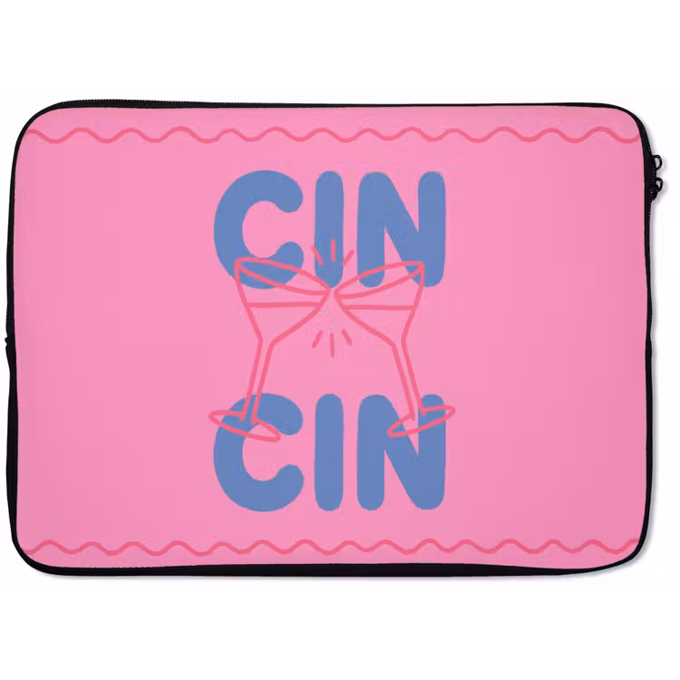 Drank - Glazen - Proost - Modern - Roze laptophoes neopreen klein -zkaufland3dotto
