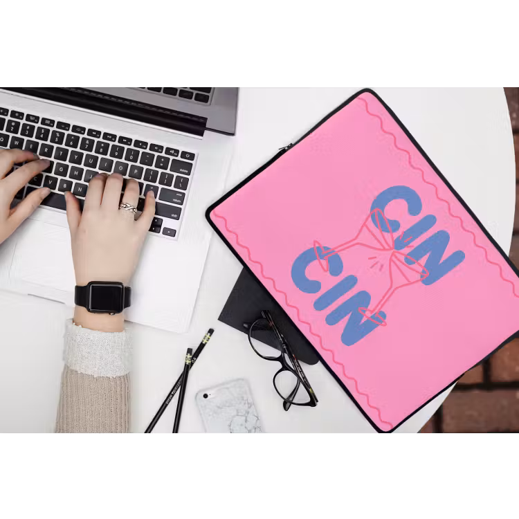 Drank - Glazen - Proost - Modern - Roze laptophoes neopreen klein -bureau