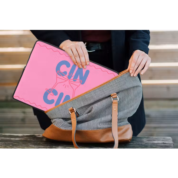 Drank - Glazen - Proost - Modern - Roze laptophoes neopreen klein -tas