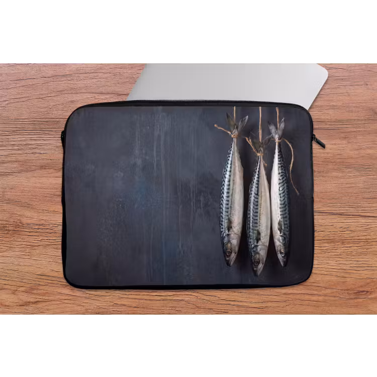 Laptophoes Drie vissen - Touw - Drie vissen - Touw laptophoes neopreen klein