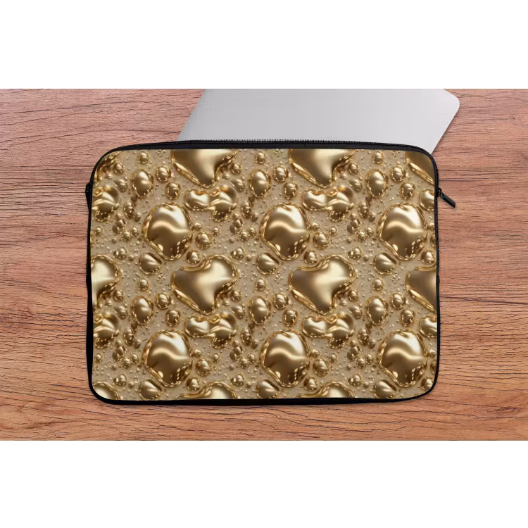 Druppels - Organisch - Goud laptophoes neopreen klein 279 -tafel