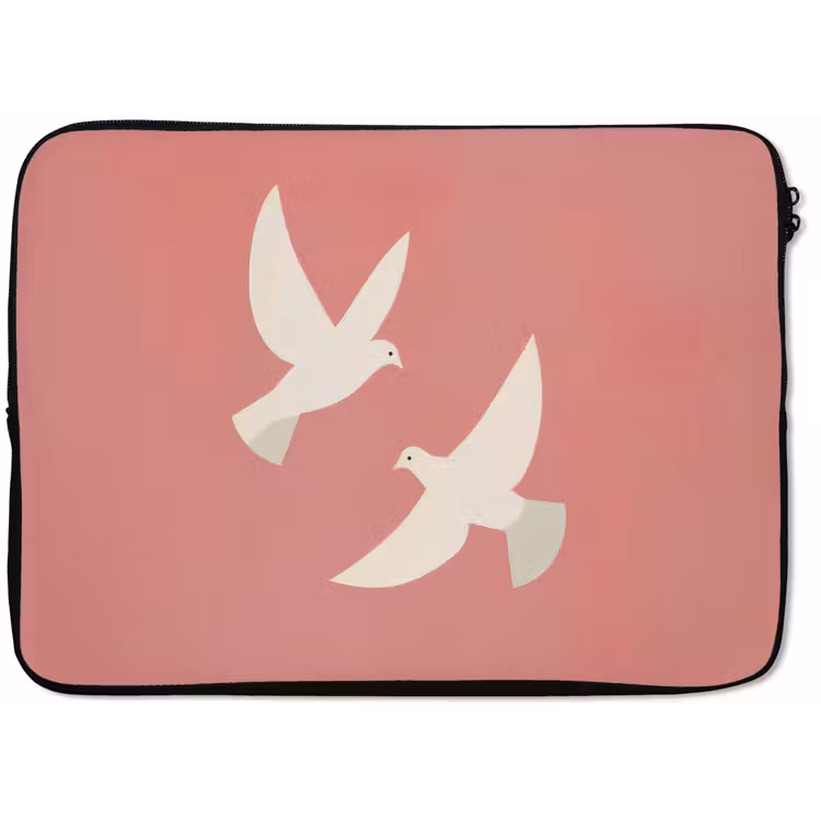 Duiven - Wit - Sierlijk laptophoes neopreen klein -zkaufland3dotto