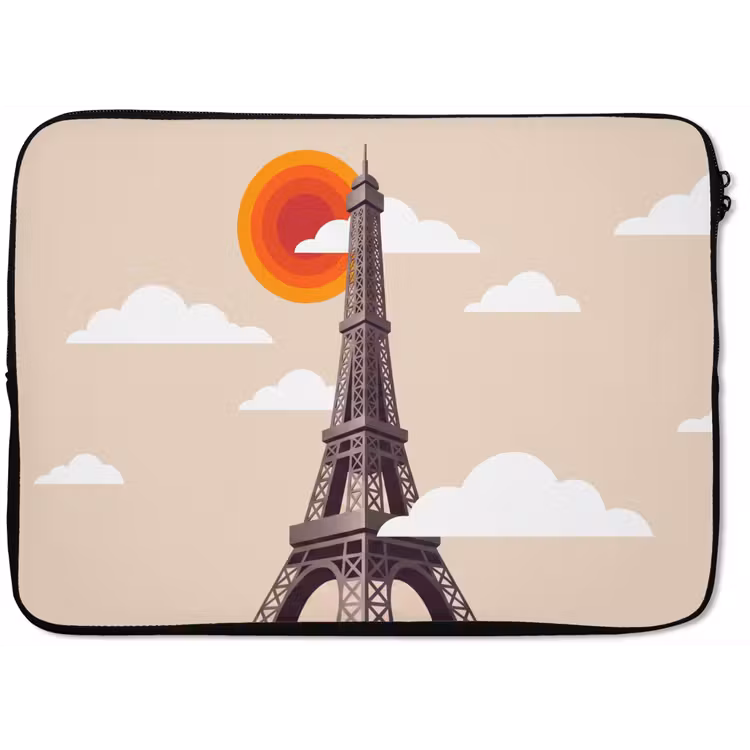 Eiffeltoren - Zon - Architectuur - Abstract - Beige laptophoes neopreen klein -zkaufland3dotto
