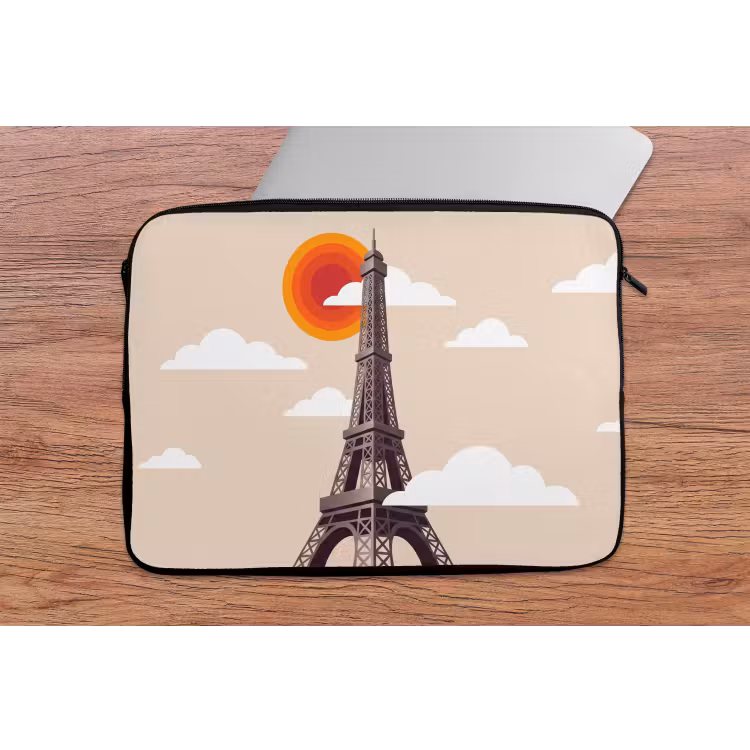 Eiffeltoren - Zon - Architectuur - Abstract - Beige laptophoes neopreen klein -tafel