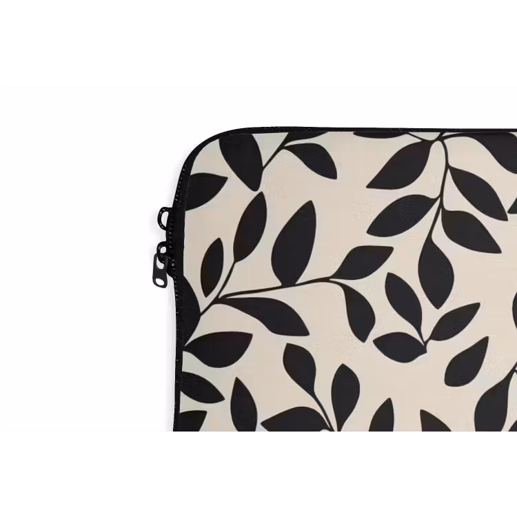 Elegant - Patroon - Zwart - Beige laptophoes neopreen klein 279 -detail