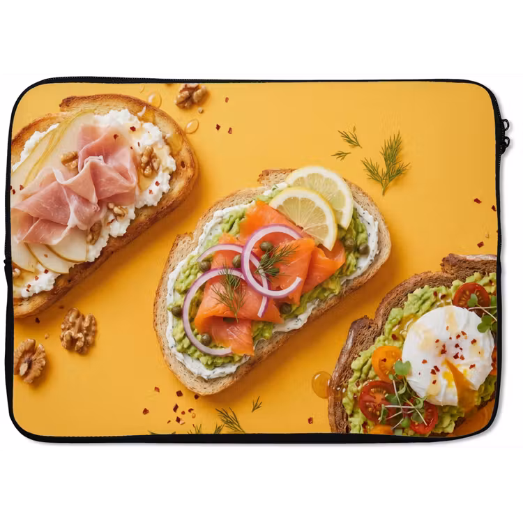 Eten - Brood - Ontbijt - Modern - Kleurrijk laptophoes neopreen klein -zkaufland3dotto