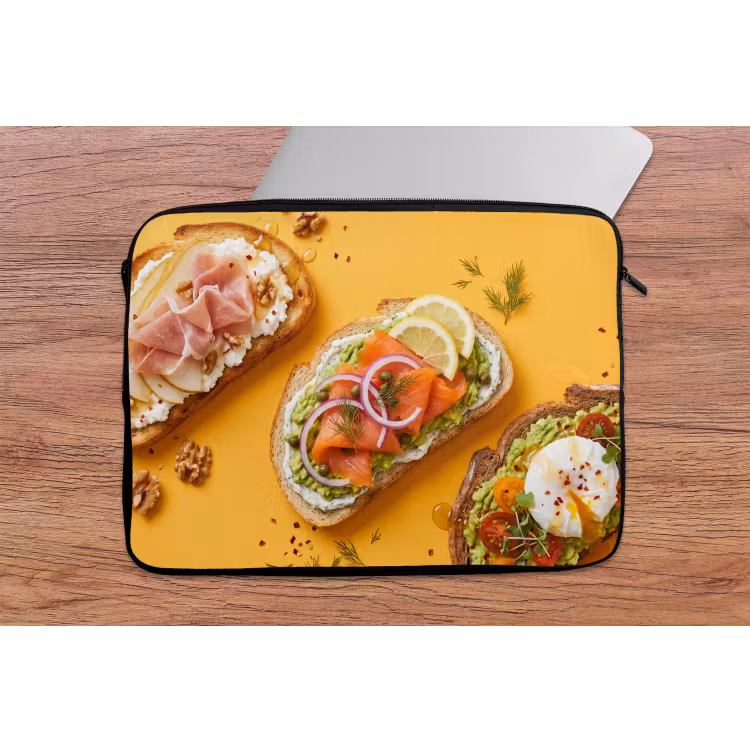 Eten - Brood - Ontbijt - Modern - Kleurrijk laptophoes neopreen klein -tafel
