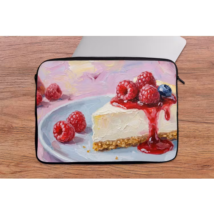 Eten - Cheesecake - Bessen - Abstract - Roze laptophoes neopreen klein -tafel