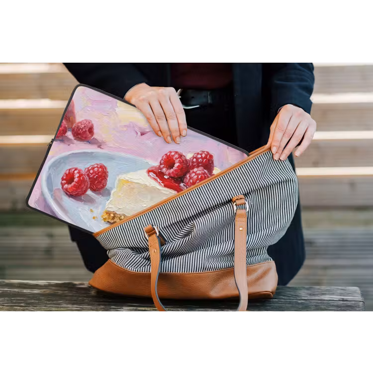 Eten - Cheesecake - Bessen - Abstract - Roze laptophoes neopreen klein -tas