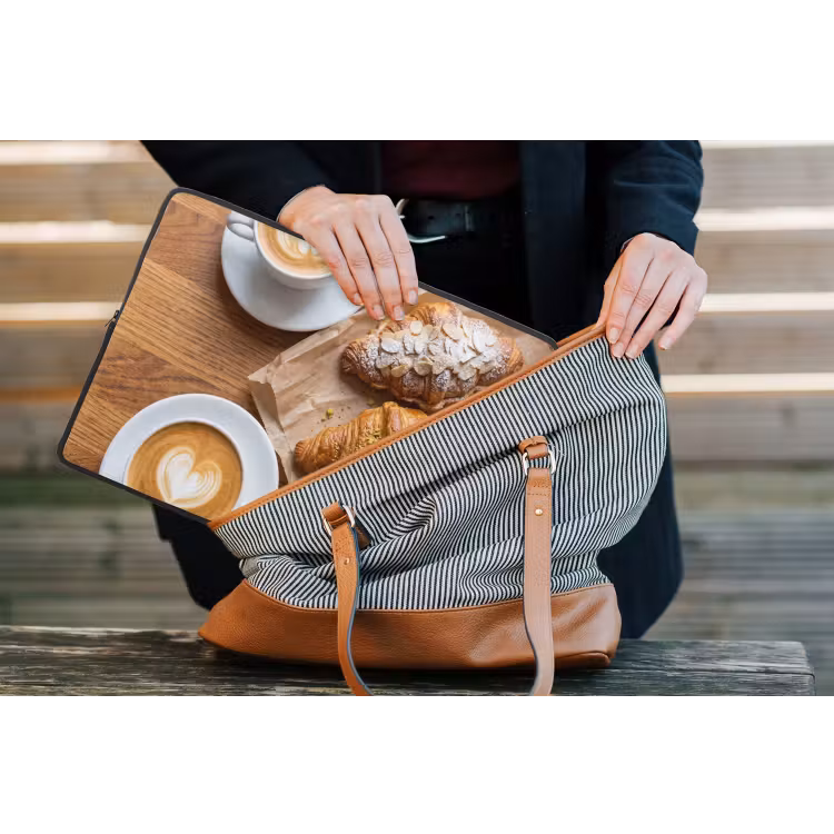 Eten - Croissant - Koffie - Ontbijt - Modern laptophoes neopreen klein -tas