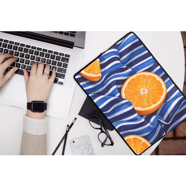 Laptophoes Eten - Fruit - Oranje - Eten - Fruit - Oranje laptophoes neopreen klein