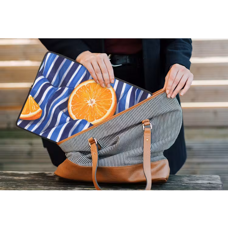 Laptophoes Eten - Fruit - Oranje - Eten - Fruit - Oranje laptophoes neopreen klein