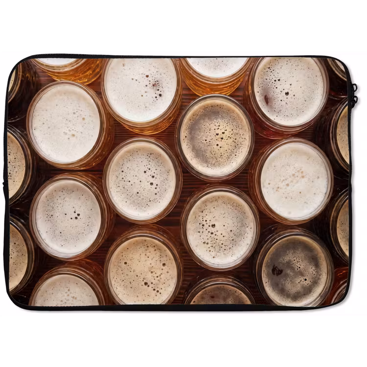 Eten - Glazen - Drank - Patroon - Bruin laptophoes neopreen klein -zkaufland3dotto