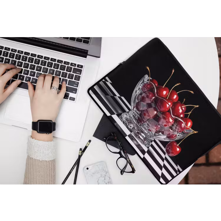 Laptophoes Eten - Kersen - Rood - Eten - Kersen - Rood laptophoes neopreen klein