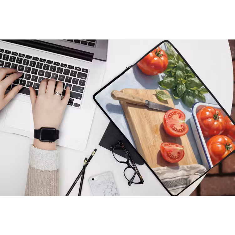 Eten - Keuken - Ingrediënten - Stillleven - Rood laptophoes neopreen klein -bureau