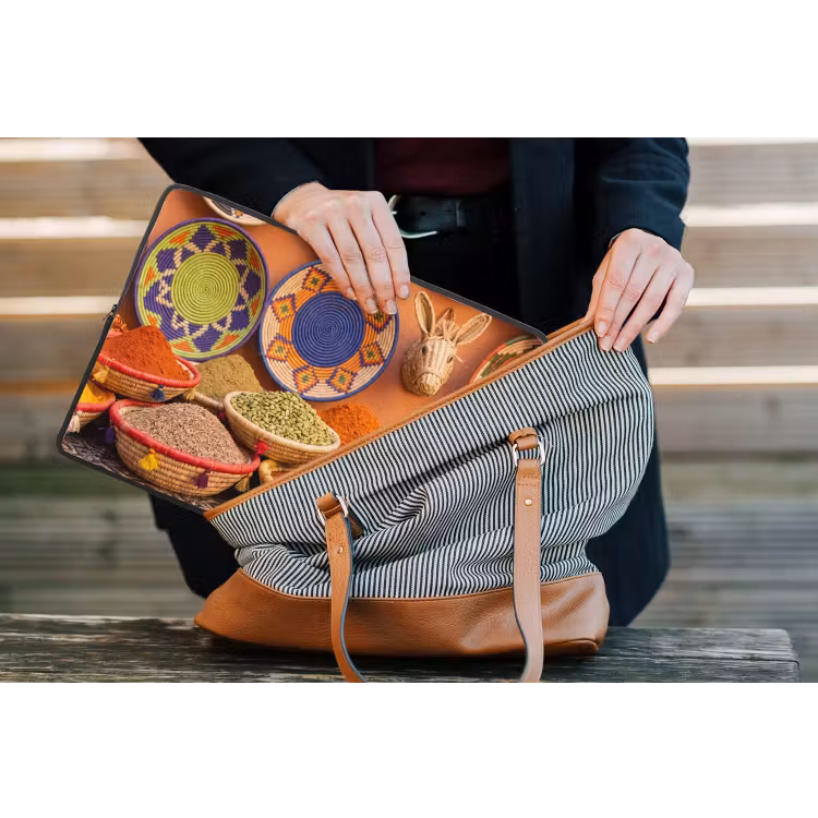 Laptophoes Eten - Kleurrijk - Cultuur - Eten - Kleurrijk - Cultuur laptophoes neopreen klein