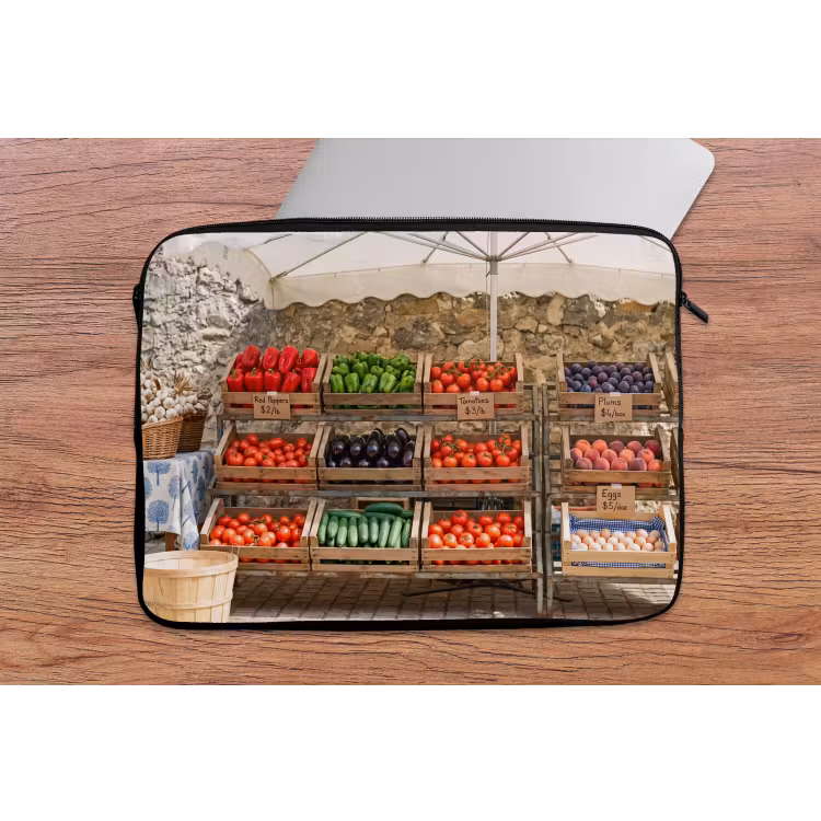 Laptophoes Eten - Markt - Vers - Eten - Markt - Vers laptophoes neopreen klein
